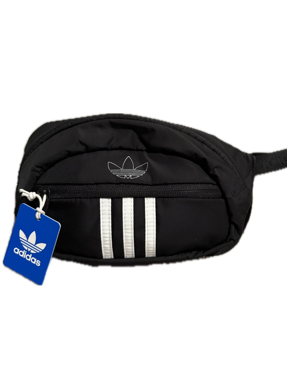 adidas Black Waist Pack with White Three-Stripes